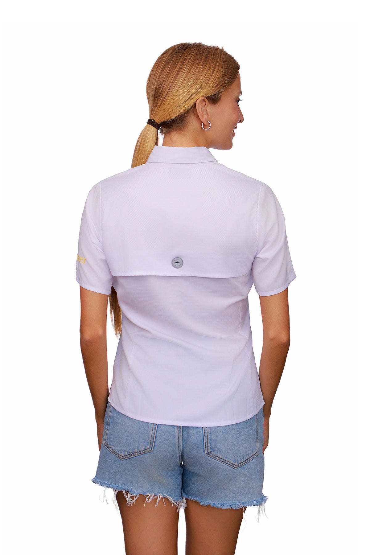 Blusa Tipo Pescador Mujer Manga Corta color Blanco Fort Lauder Edición Tigres
