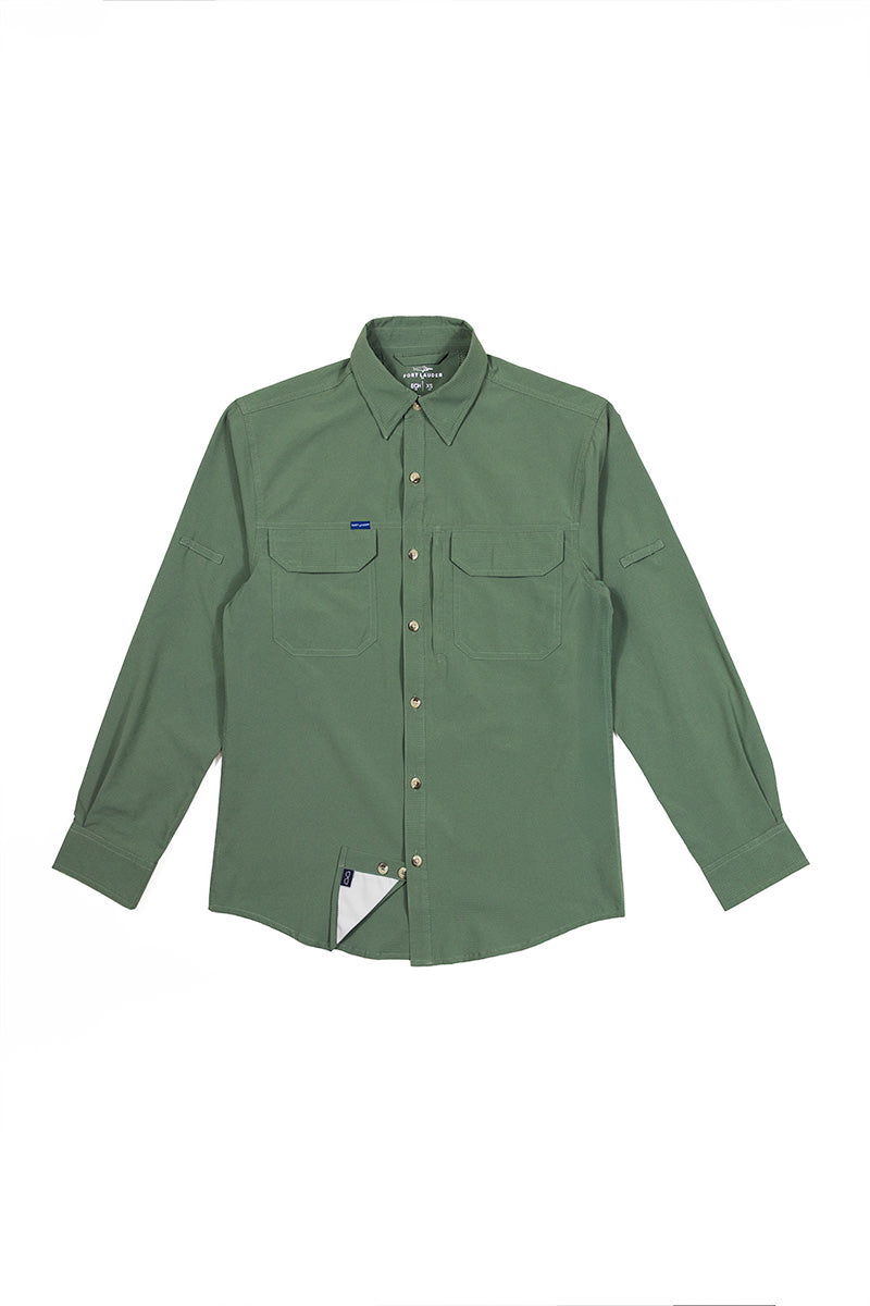 Camisa para rancho King Ranch Manga Larga Color Verde Olivo Fort Lauder
