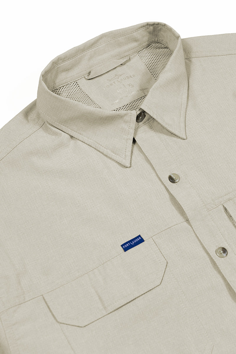 Camisa Para Rancho King Ranch Manga Larga Color Kaki Fort Lauder