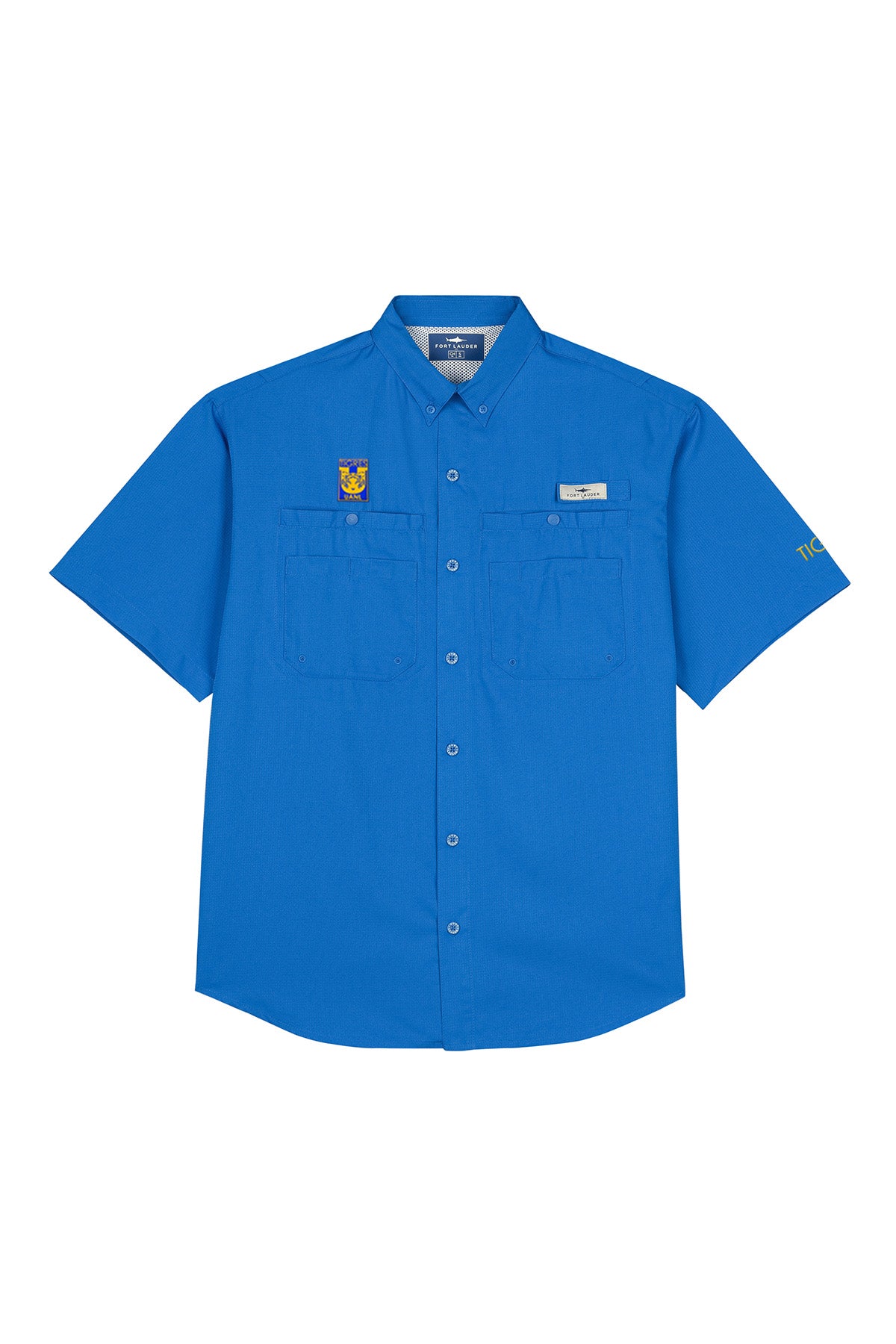 Camisa Tipo Pescador Hombre Manga Corta Azul Rey Fort Lauder Edición Tigres