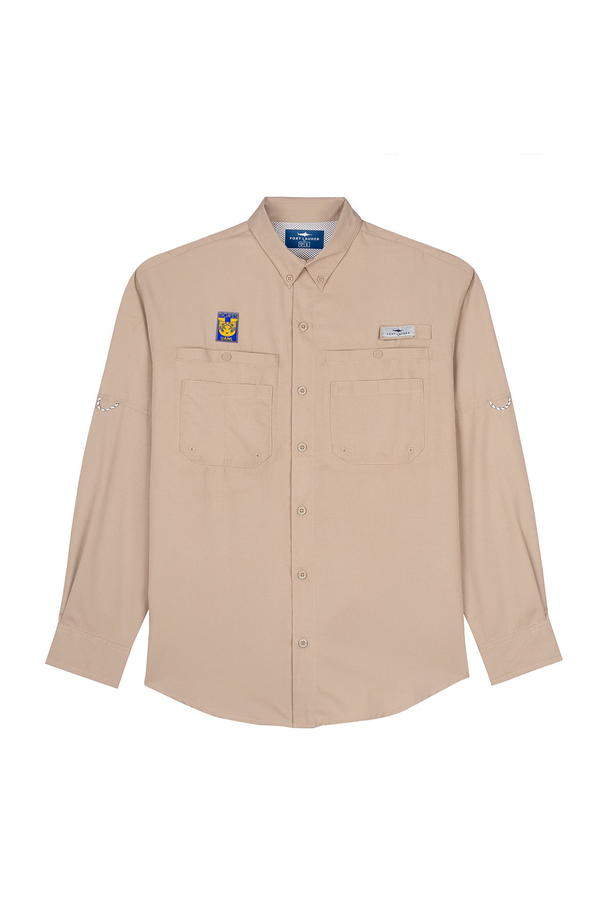 Camisa Tipo Pescador Hombre Manga Larga Kaki Fort Lauder Edición Tigres