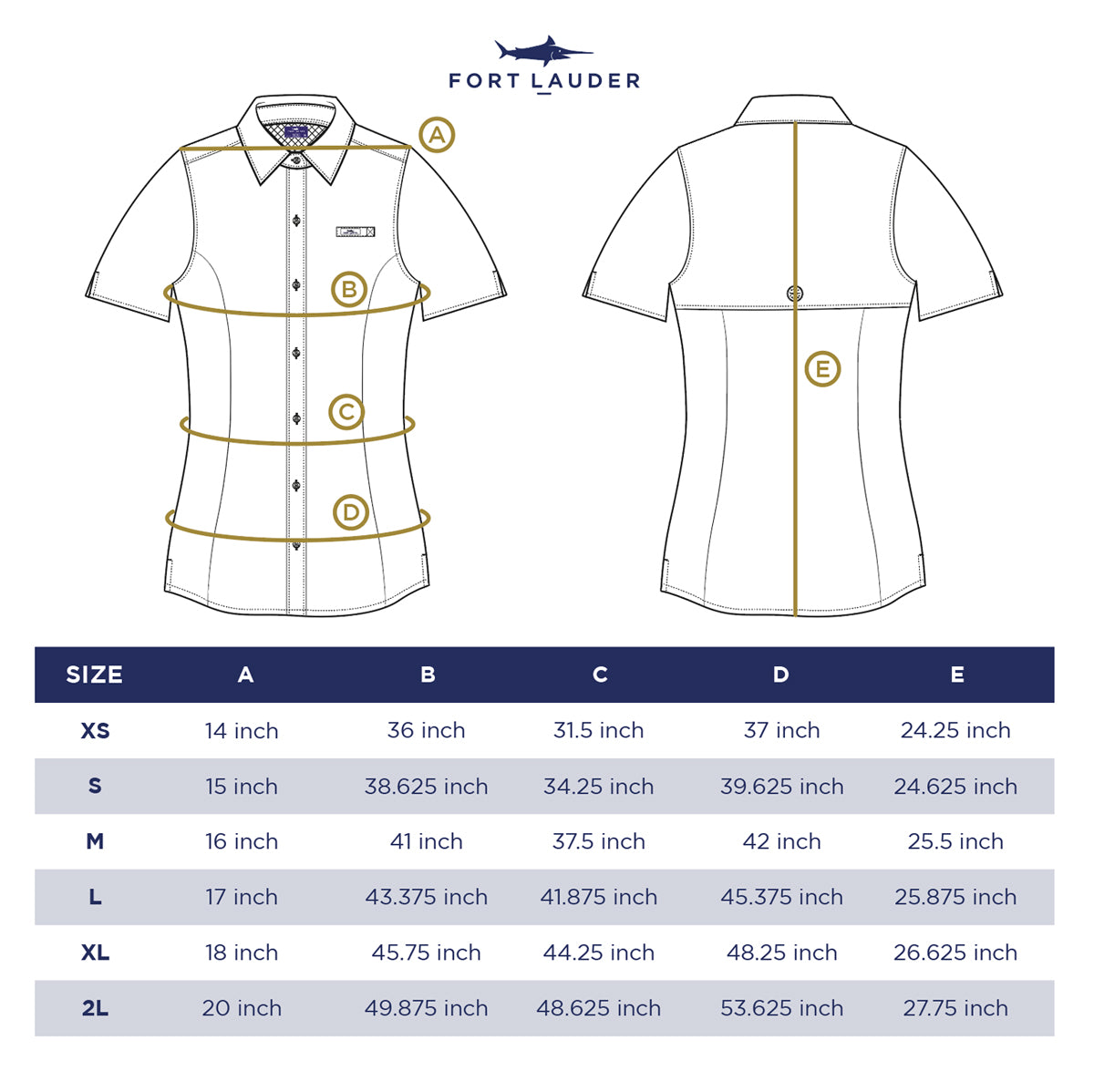 Guía Tallas Blusa Tipo Pescador Manga Corta Mujer Fort Lauder