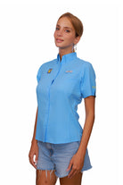 Blusa Tipo Pescador Mujer Manga Corta Azul Celeste Fort Lauder Edición Tigres