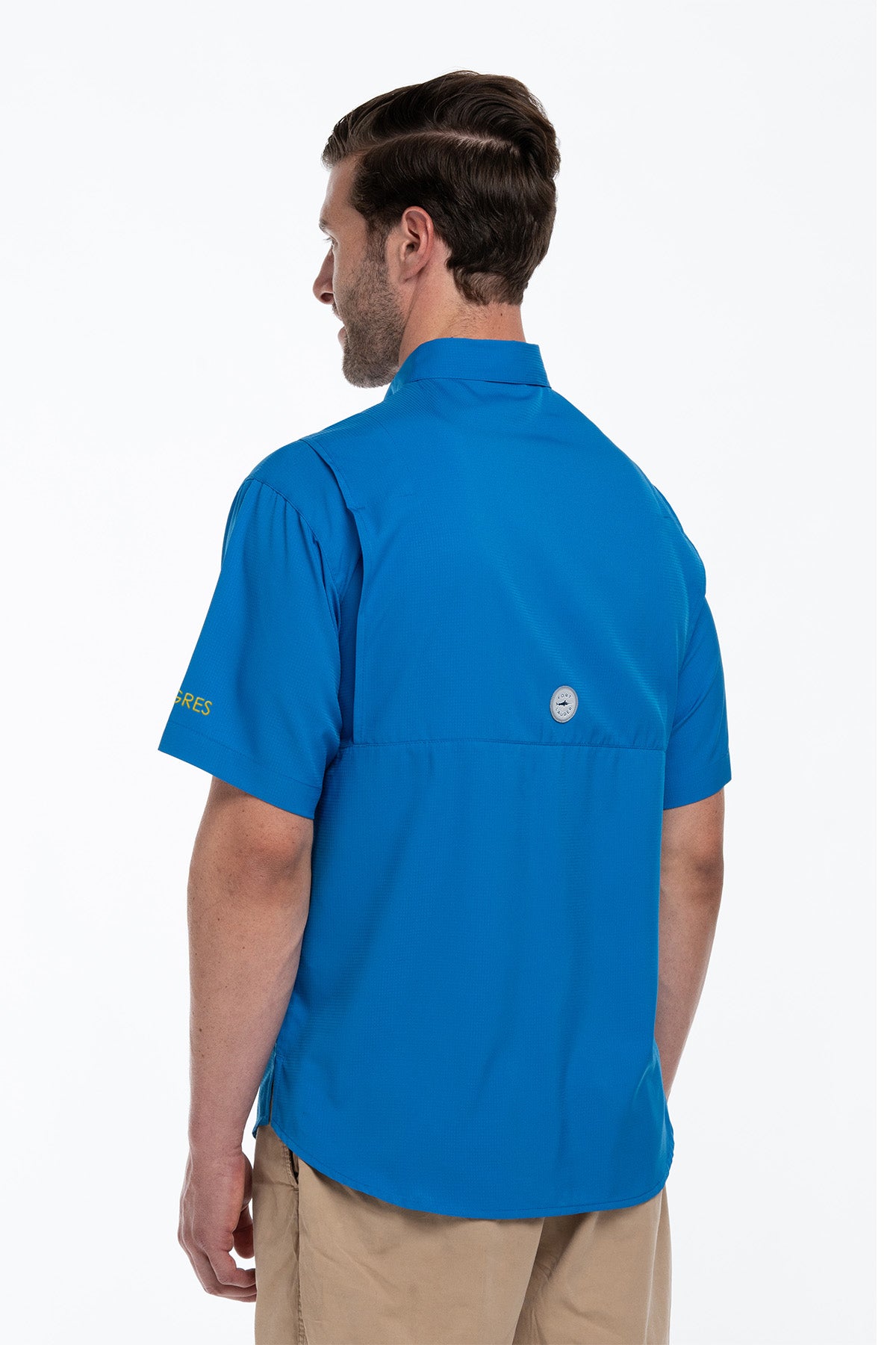 Camisa Tipo Pescador Hombre Manga Corta Azul Rey Fort Lauder Edición Tigres