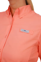 Blusa Tipo Pescador Mujer Manga Corta color Salmón Fort Lauder frente acercamiento