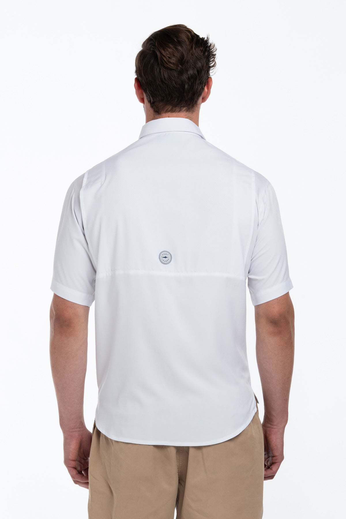 Camisa Tipo Pescador Hombre Manga Corta Blanca Fort Lauder espalda