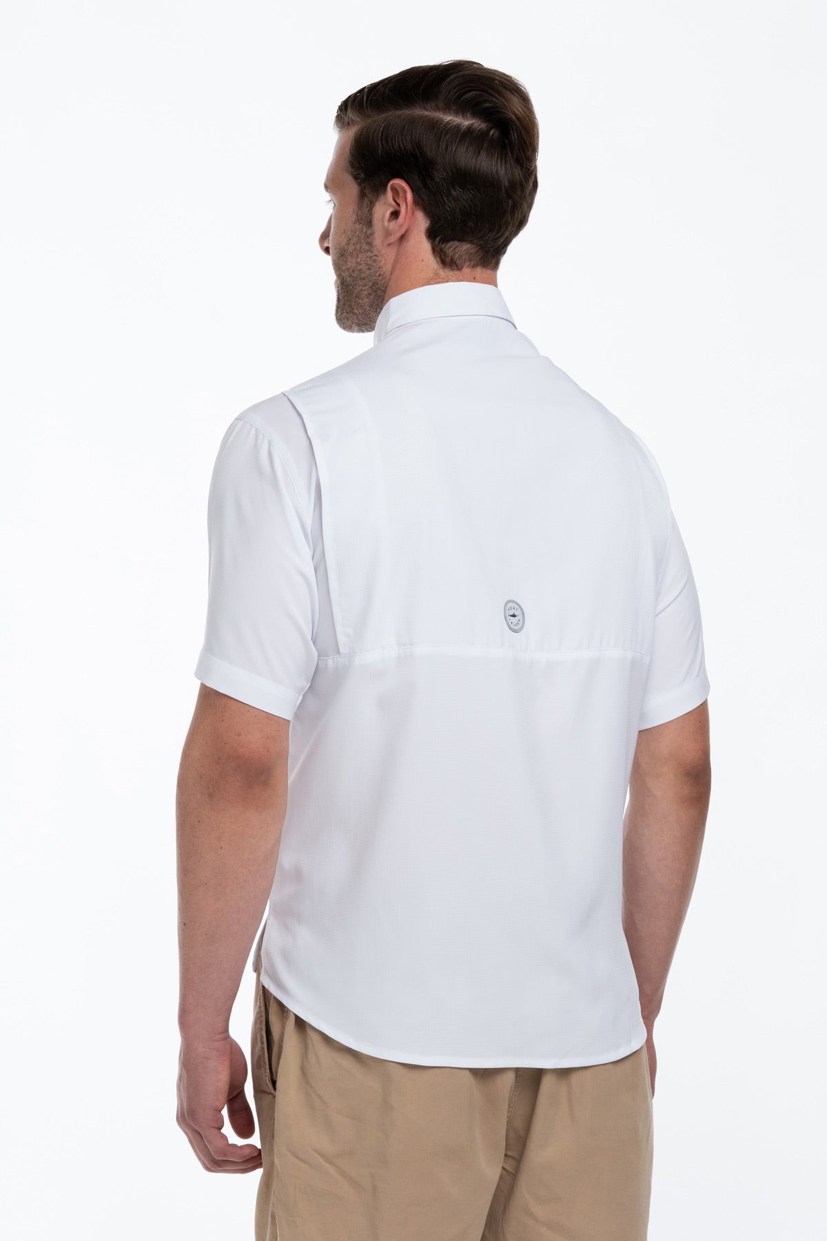 Camisa Tipo Pescador Hombre Manga Corta Blanca Fort Lauder lateral