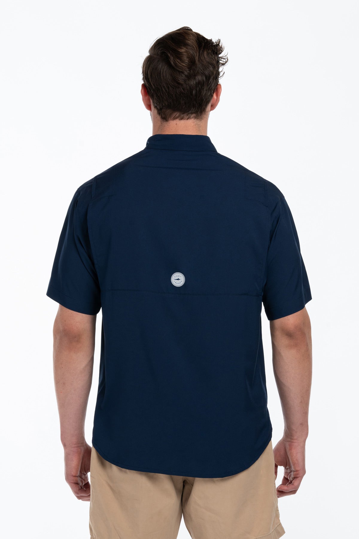 Camisa Tipo Pescador Hombre Manga Larga Azul Marino Fort Lauder espalda