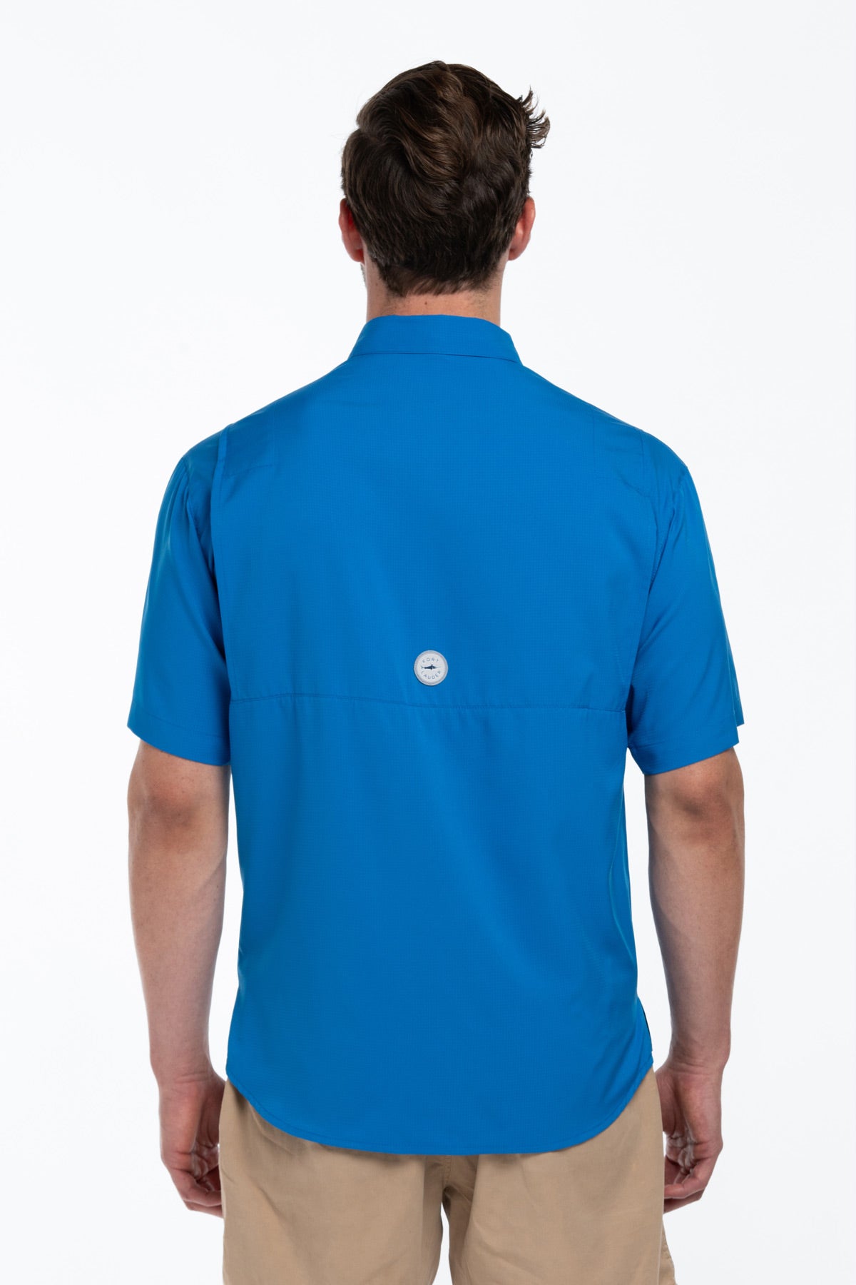 Camisa Tipo Pescador Hombre Manga Corta Azul Rey Fort Lauder espalda