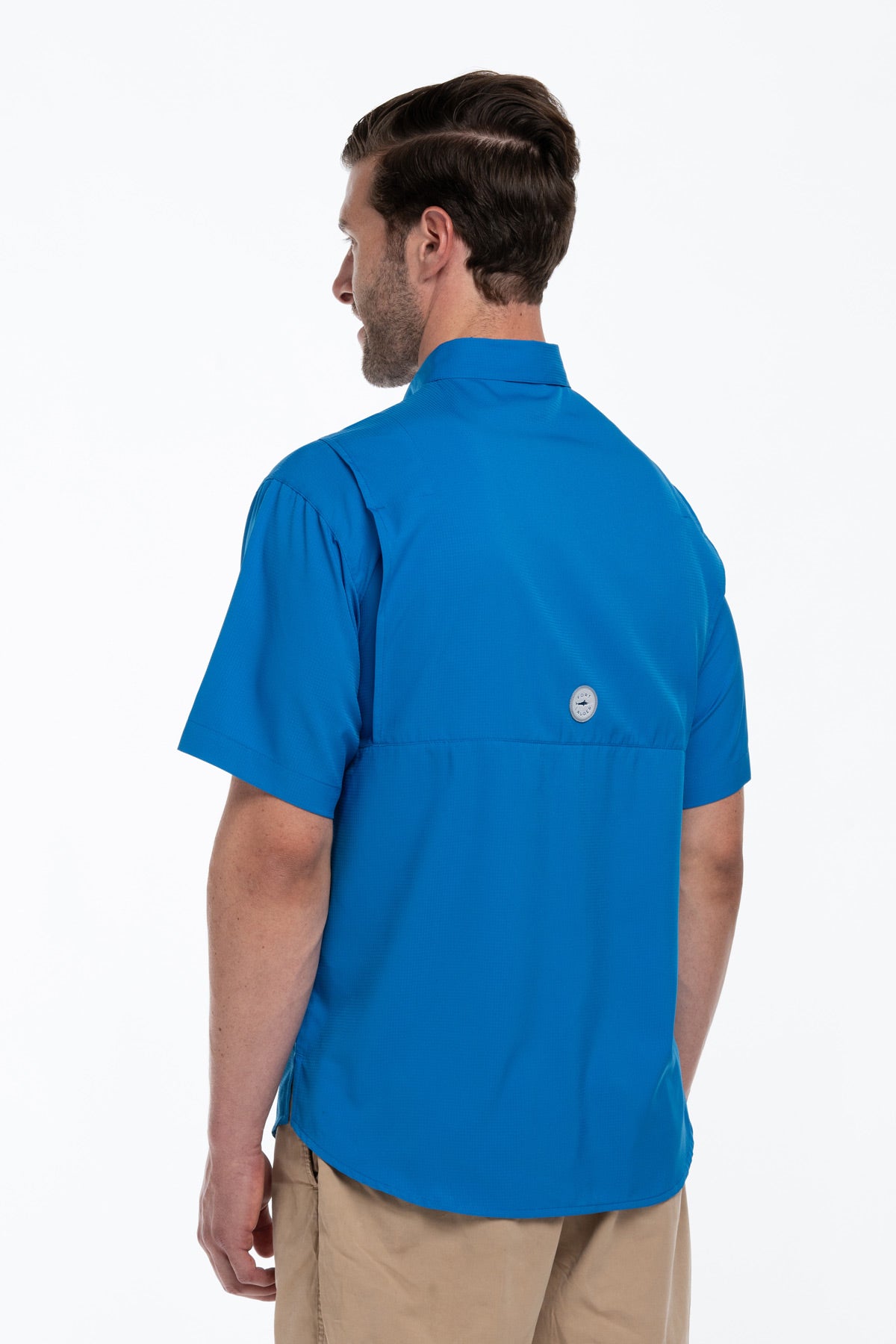 Camisa Tipo Pescador Hombre Manga Corta Azul Rey Fort Lauder lateral