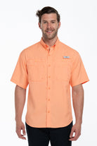 Camisa Tipo Pescador Hombre Manga Corta Naranja Fort Lauder frente