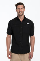 Camisa Tipo Pescador Hombre Manga Corta Negra Fort Lauder frente