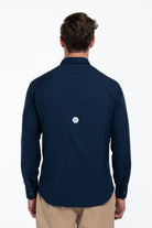 Camisa Tipo Pescador Hombre Manga Larga Azul Marino Fort Lauder espalda