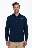 Camisa Tipo Pescador Hombre Manga Larga Azul Marino Fort Lauder frente
