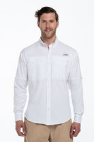 Camisa Tipo Pescador Hombre Manga Larga Blanca Fort Lauder frente