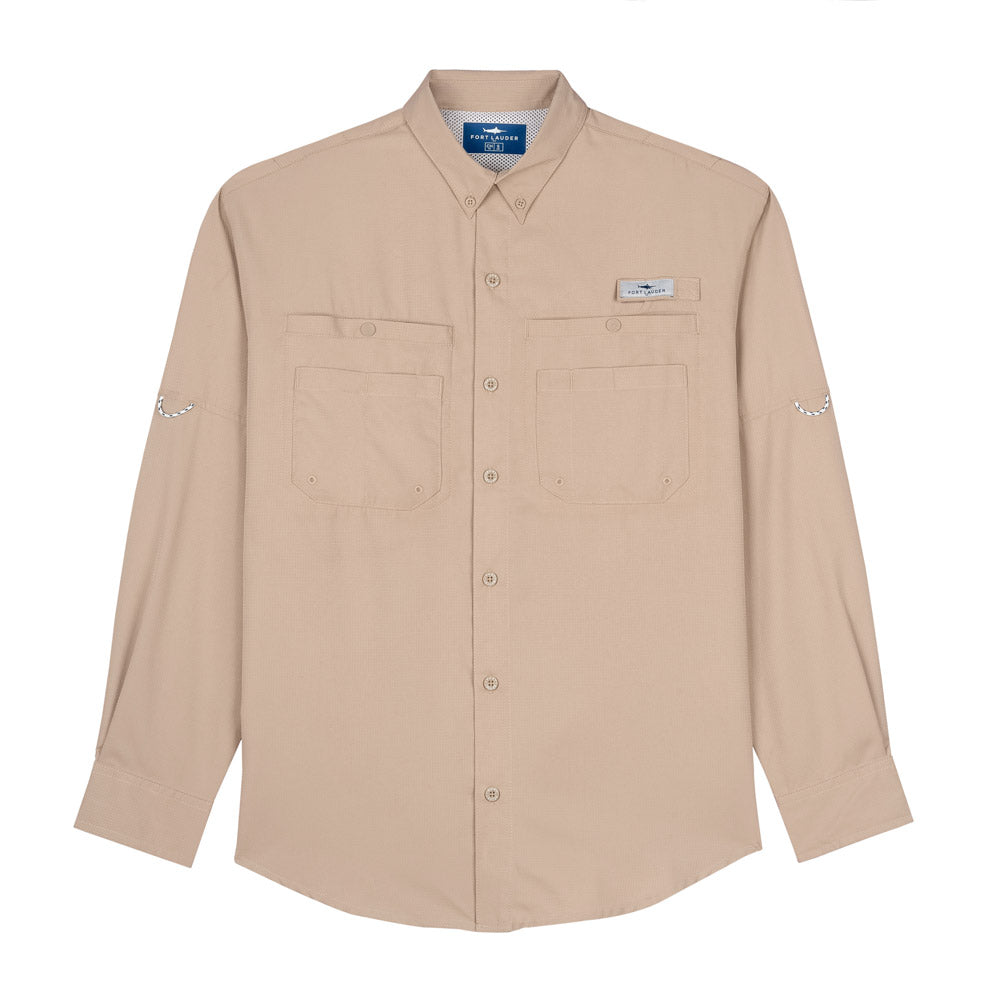 Camisa Tipo Pescador Hombre Manga Larga Kaki Fort Lauder